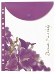 Конверт на кнопке А4 "Because I am а lady"вертикальный с перфорацией
